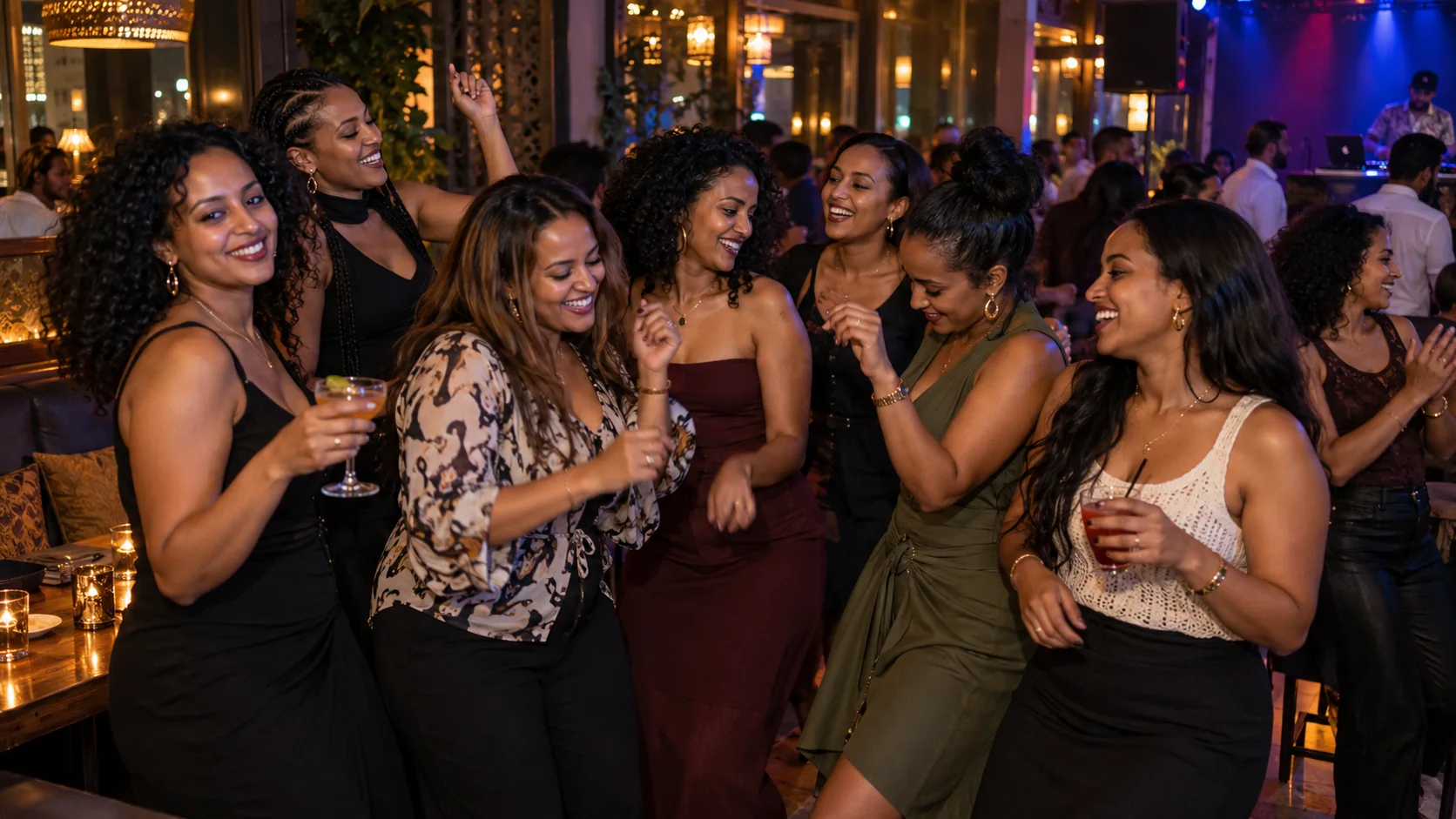 AI-generated concept of Ethiopian women enjoying a night out